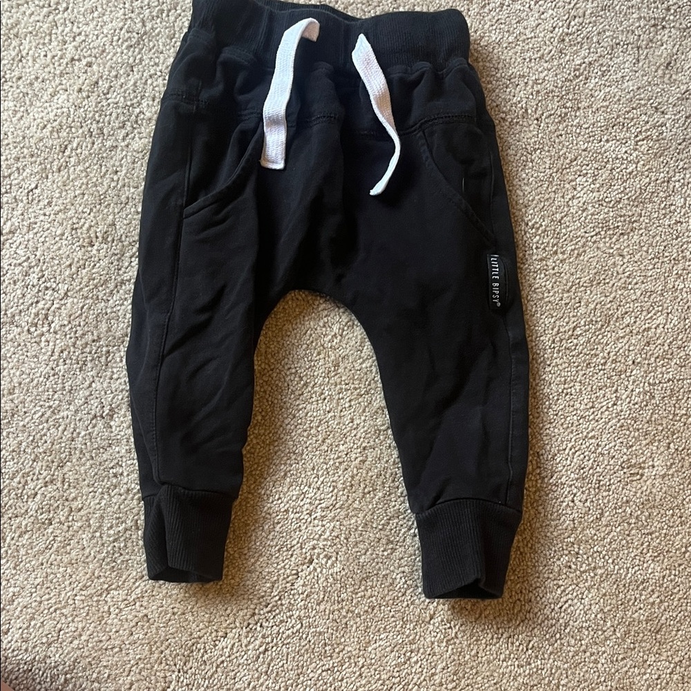Little Bipsy Black Joggers with White Tie